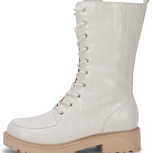 Coutgo Womens Mid Calf Lace Up Boots Lug Sole SIZE 6.5